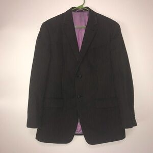 Sean John Men’s Blazer – Brown Stripe, Purple Lining, Size M